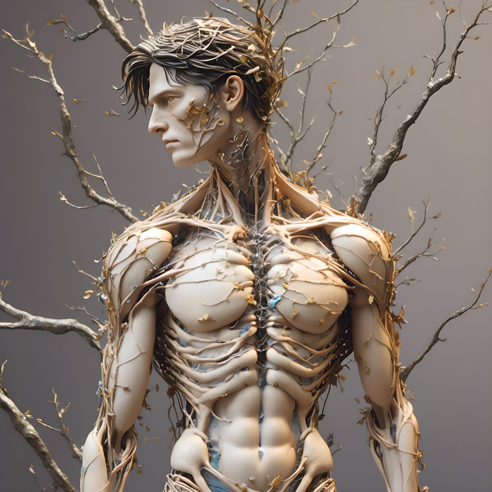 Photorealistic Male Metamorphosis in Mystical Realism