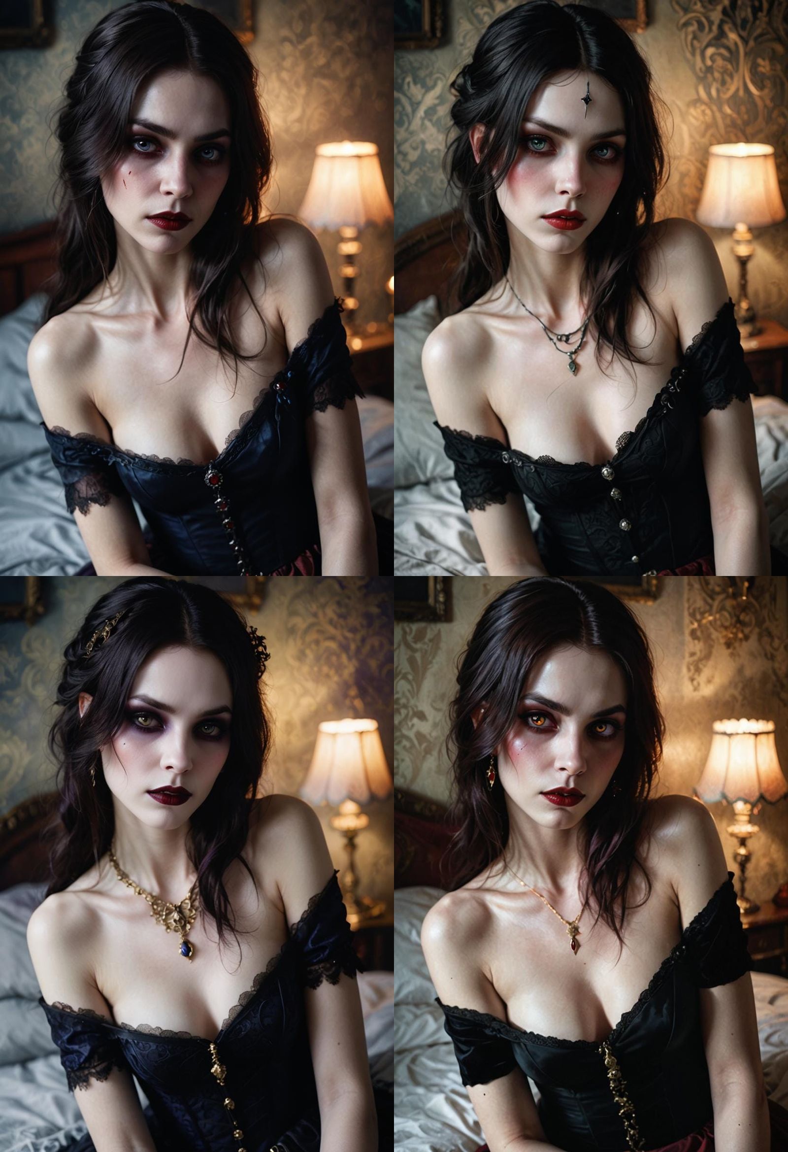 Dark Vampire Portrait in Art Nouveau Style