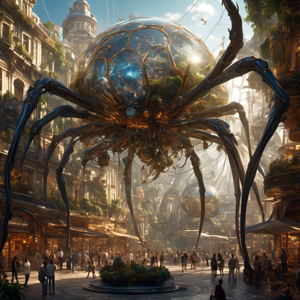City Inside Glass Spider Abdomen