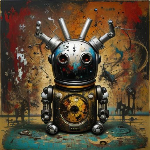 Cute Robot in Surreal Abstract Style