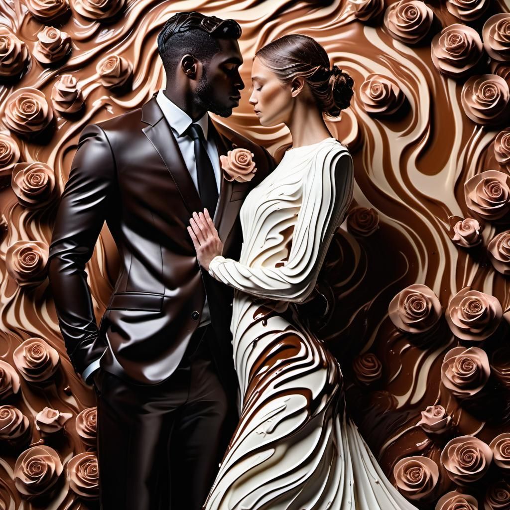 Chocolate couple and roses
