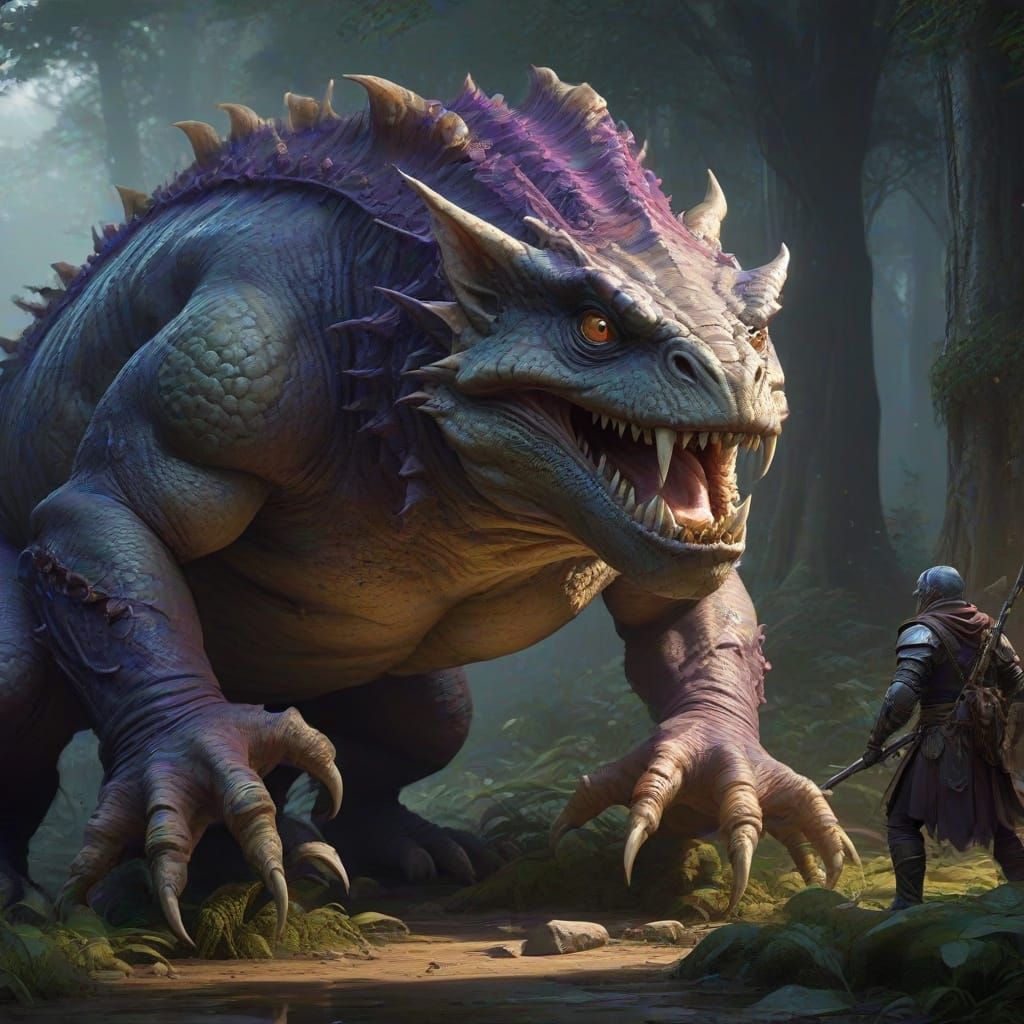 Fantasy Battle Concept Art with Giant Toad Monster