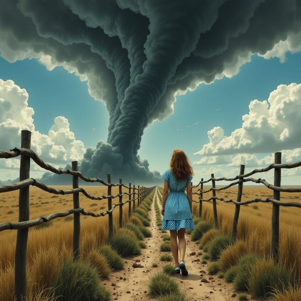 Singing Over the Rainbow in a Stormy Kansas Landscape