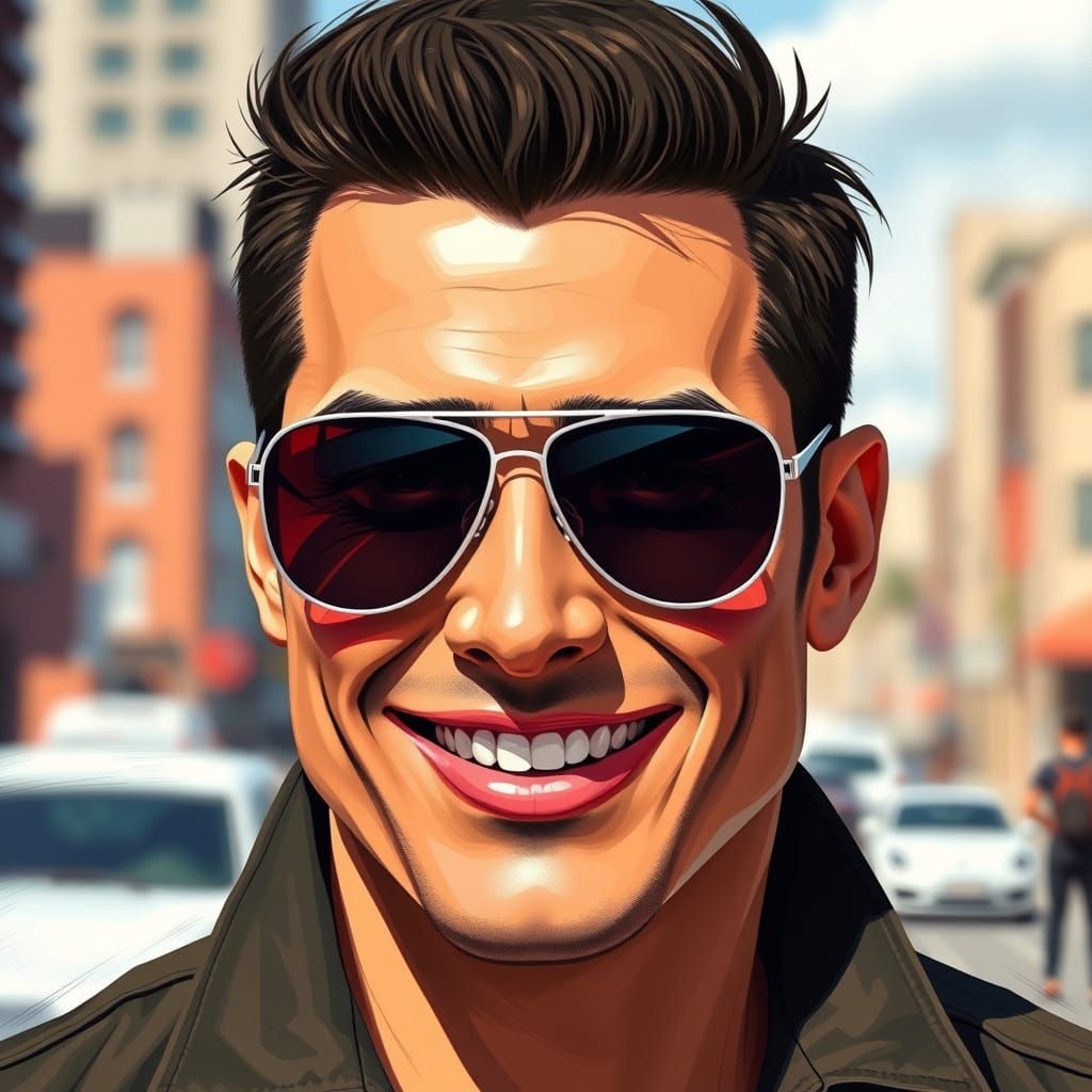 Rugged Eurasian Gentleman in High-Contrast Aviator Style