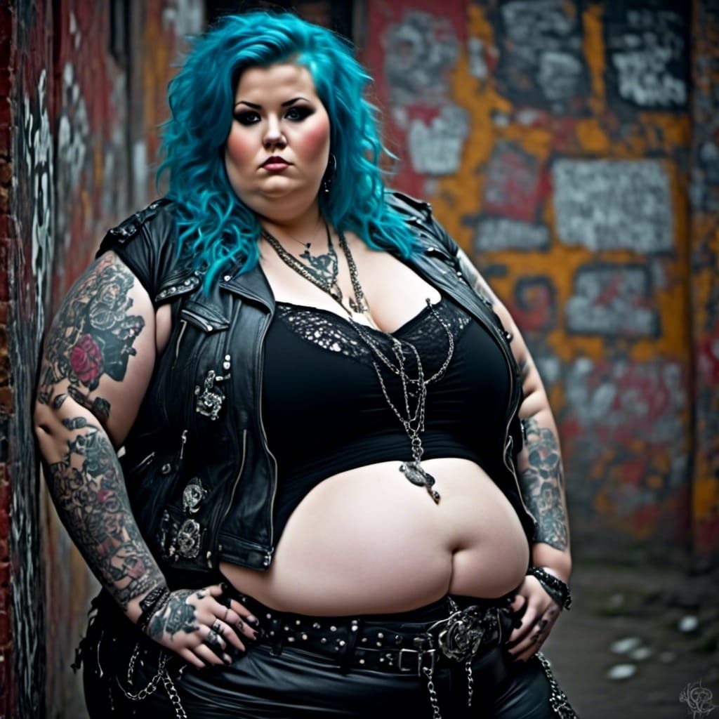 Gothic Plus-Size Woman with Punk Style