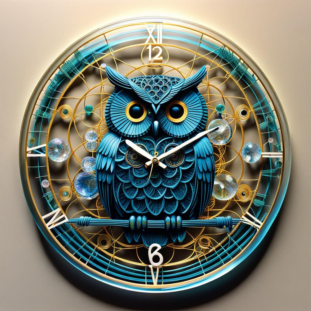 Mixed Media Owl with Spirograph and Circuit Details