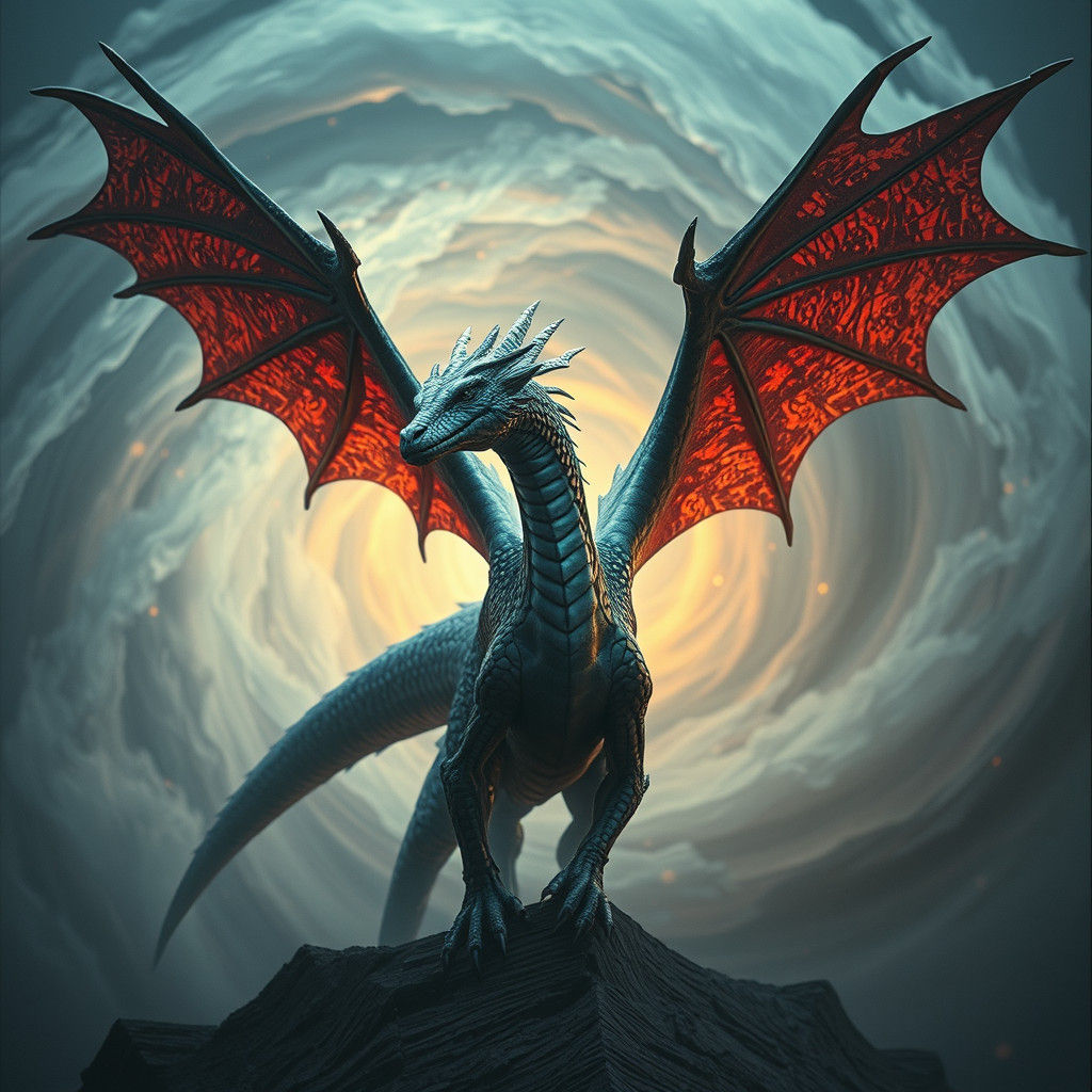 Elemental Dragon Hybrid in a Dark Fantasy Style