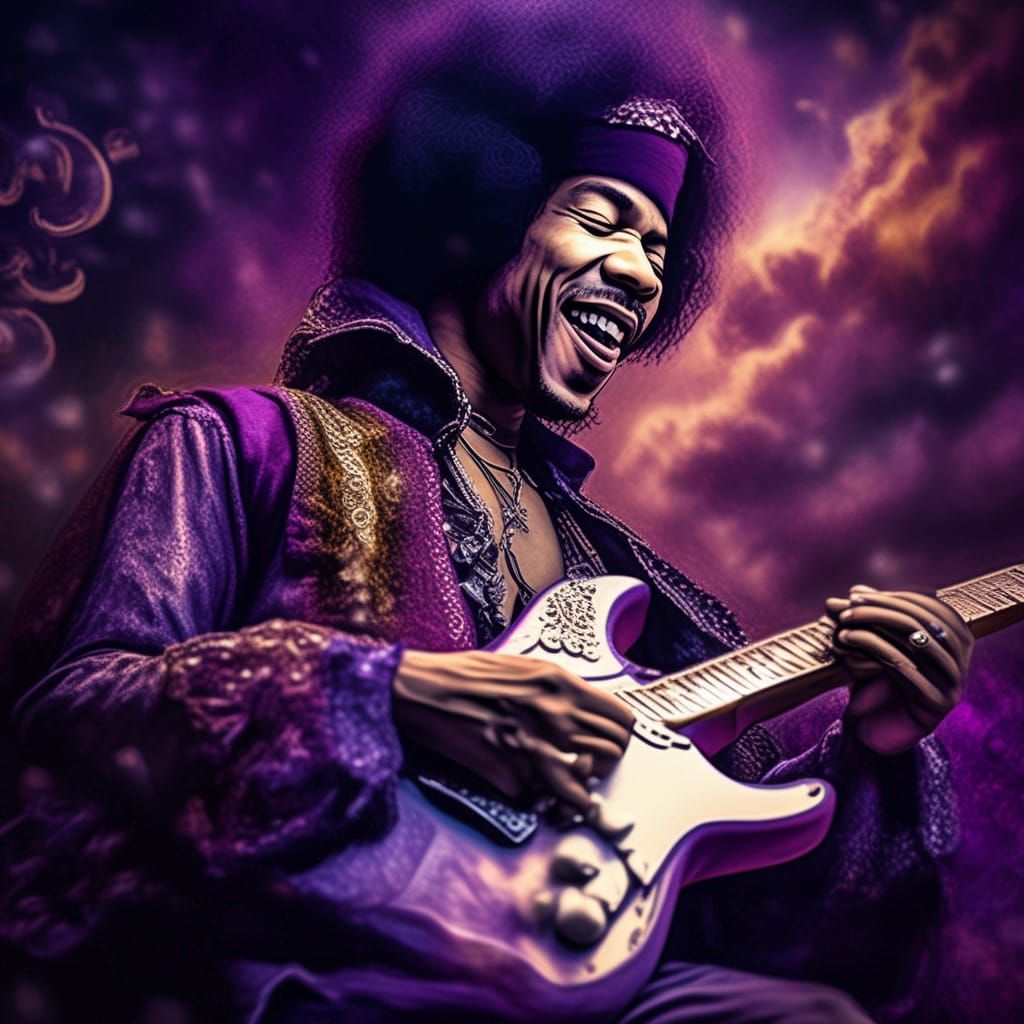 Jimi Hendrix and Prince in Heaven: Hyperrealistic Guitar Duo