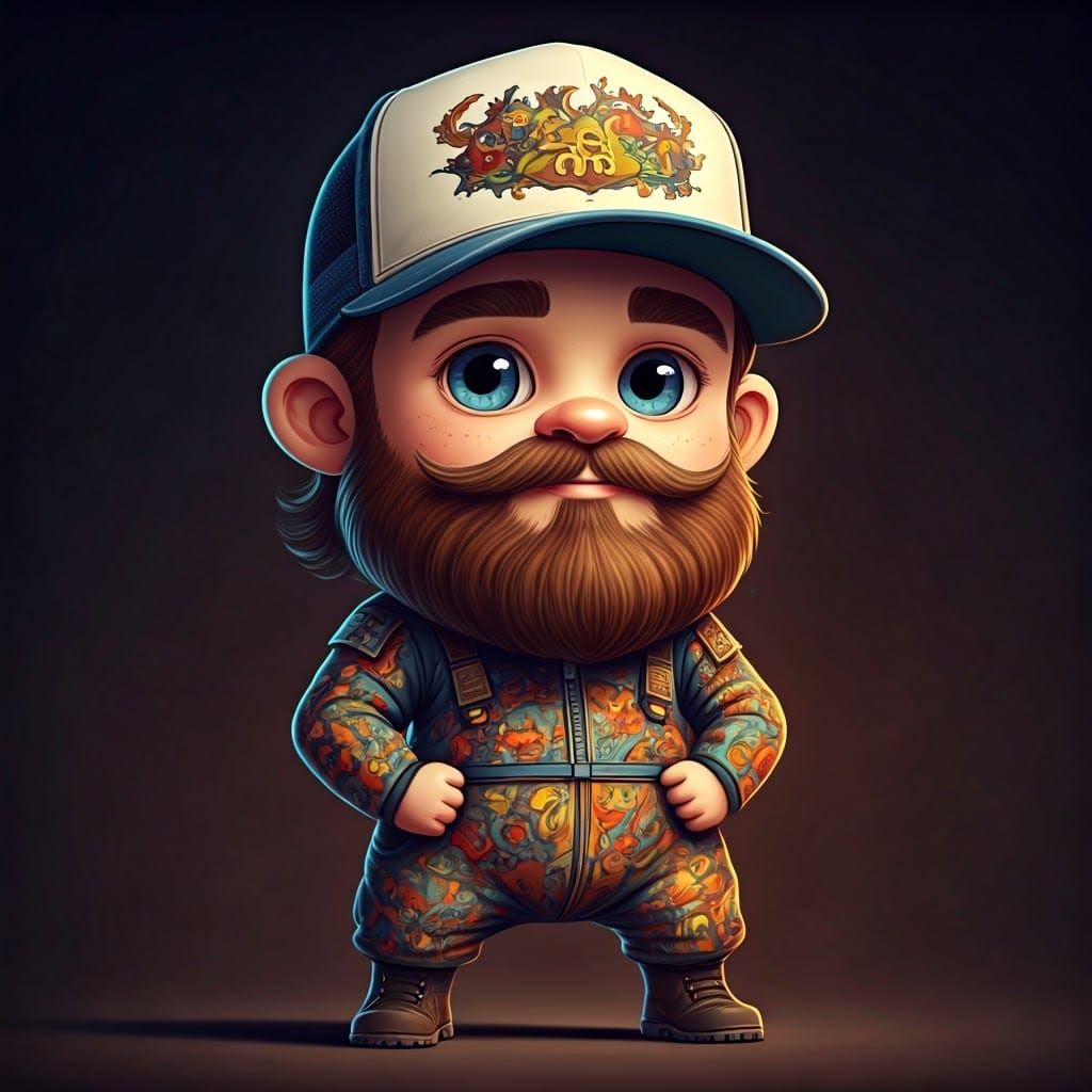 Chibi Trickster Truck Driver in Dramatic Oil Painting Style