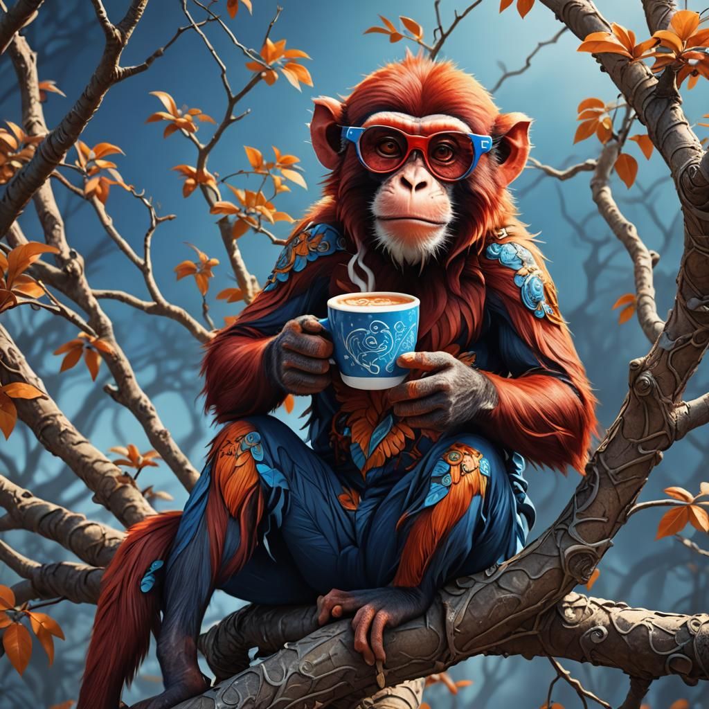 Red Monkey in Sunglasses: Fantastical Concept Art