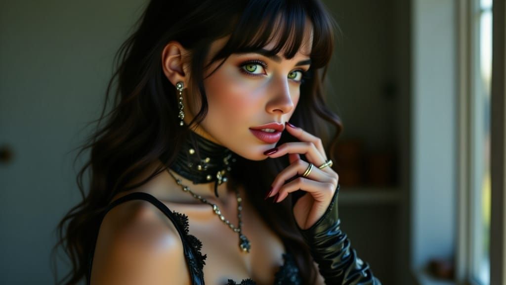 British Woman in Black Latex Dress