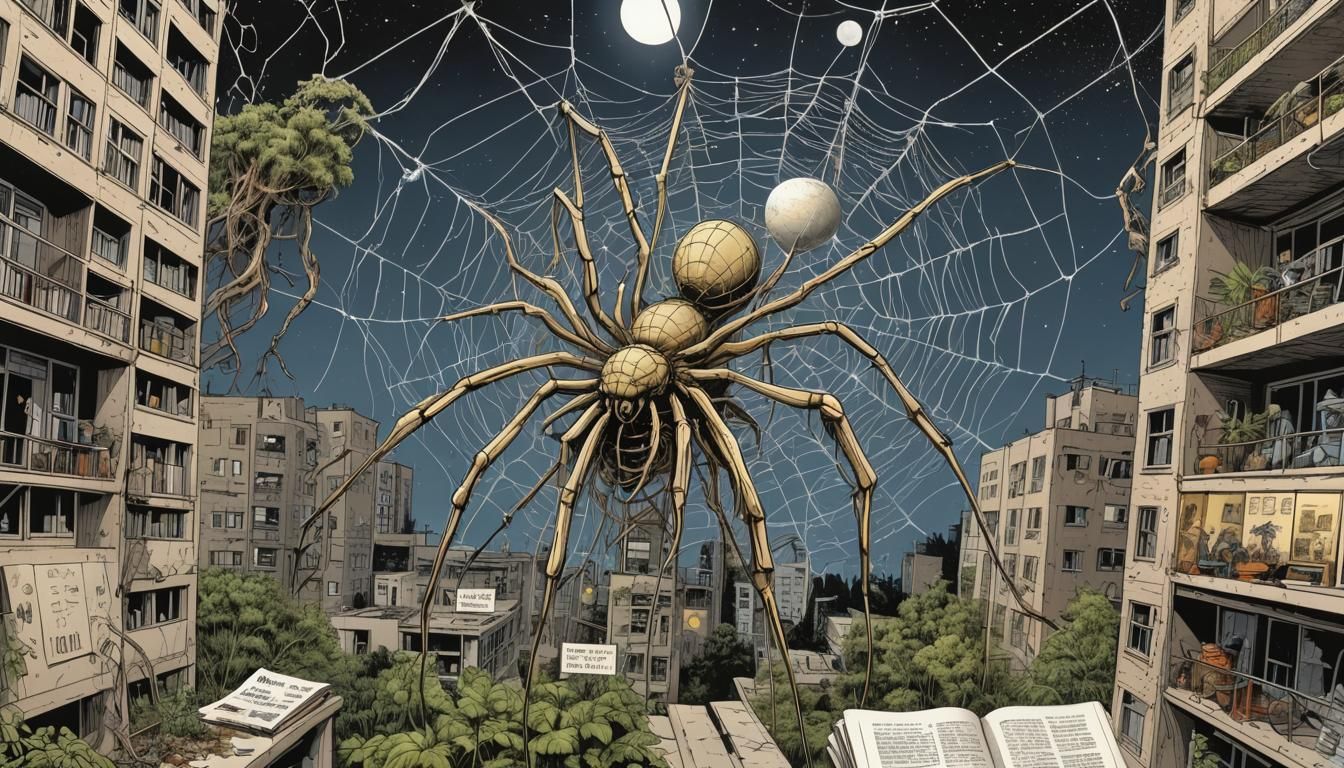 Chernobyl Spiders Weaving Cosmic Webs in Comic Art