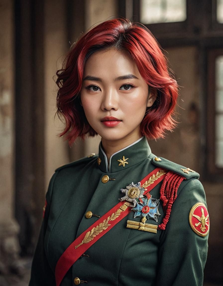 Asian Military Woman Portrait in Fine Art Style