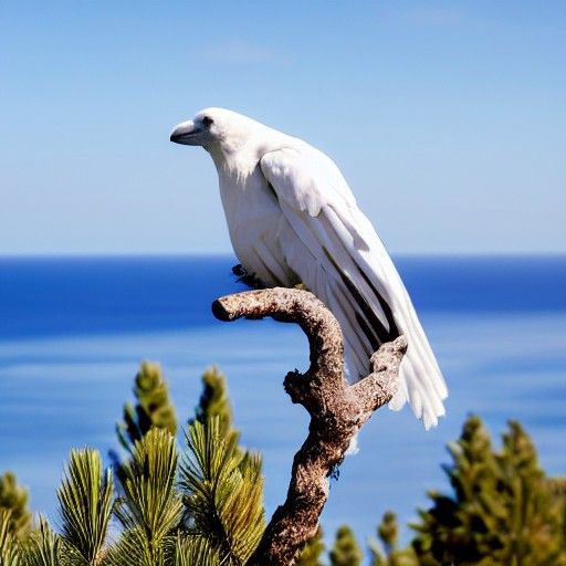 White Raven on Windswept Cliffside