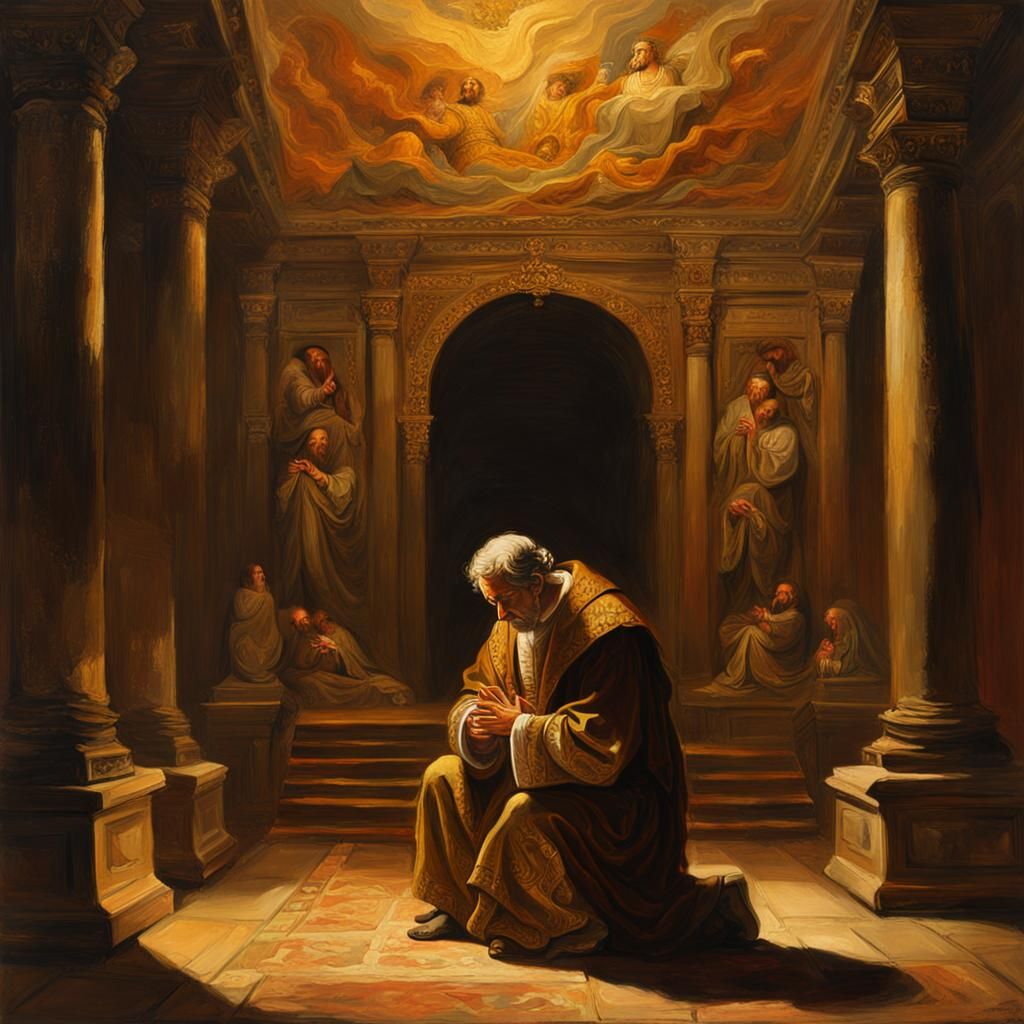 Constantine's Conversion: Baroque Scene in Rembrandt Style