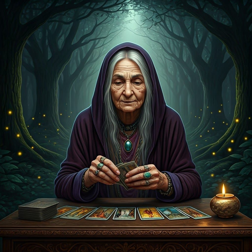 Mystical Forest Witch in Velvet Robes