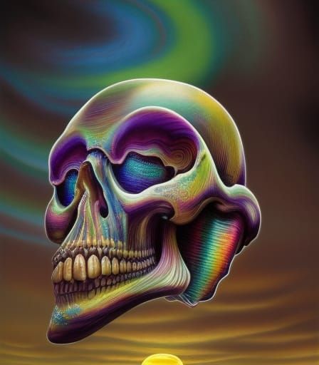 Dia de Muertos Evil Skull in Fractal Landscape