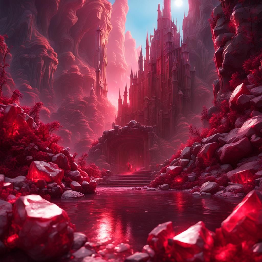 Detailed Ruby Crystal Fantasy Concept Art