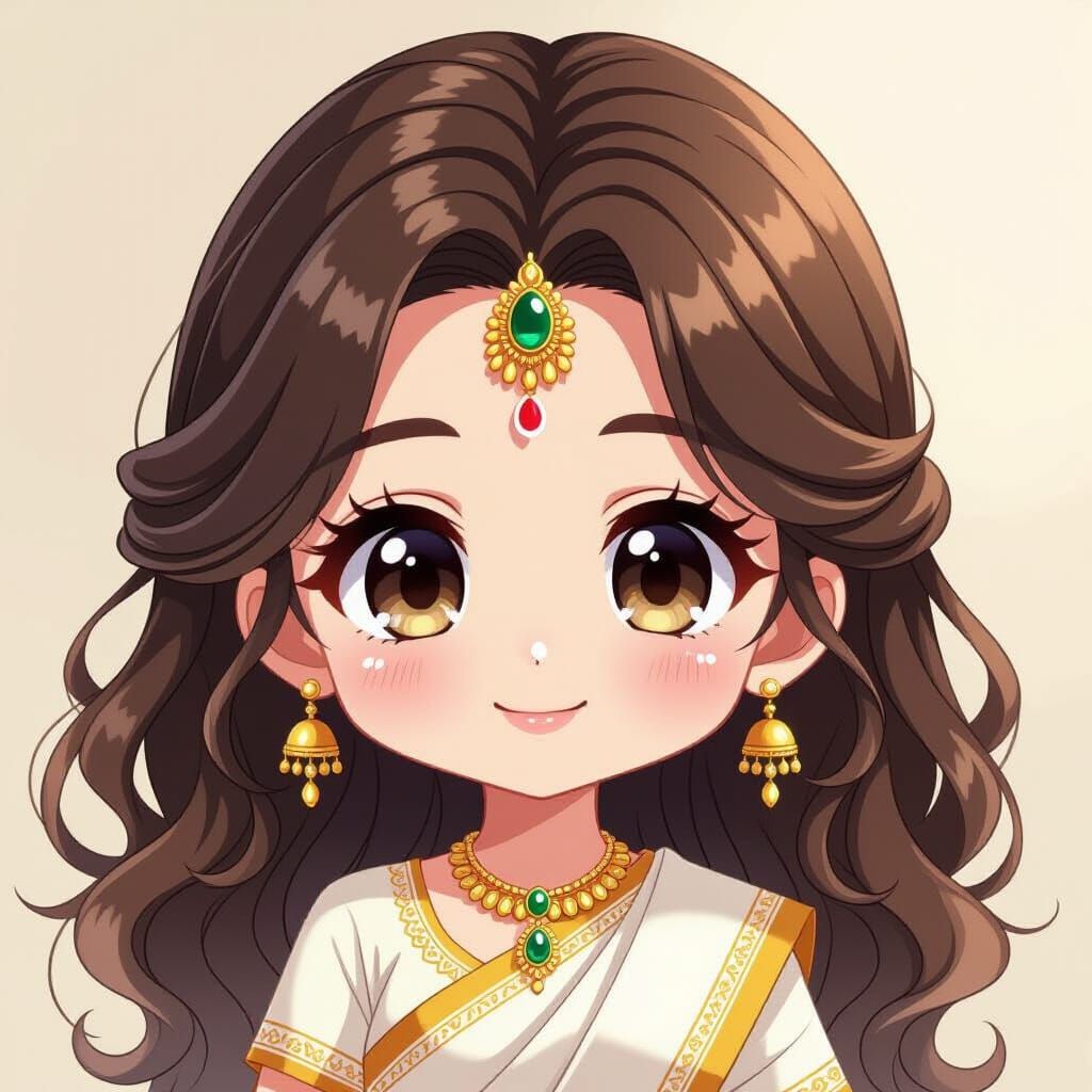 Cute Anime Baby Chibi Devi Maa Portrait