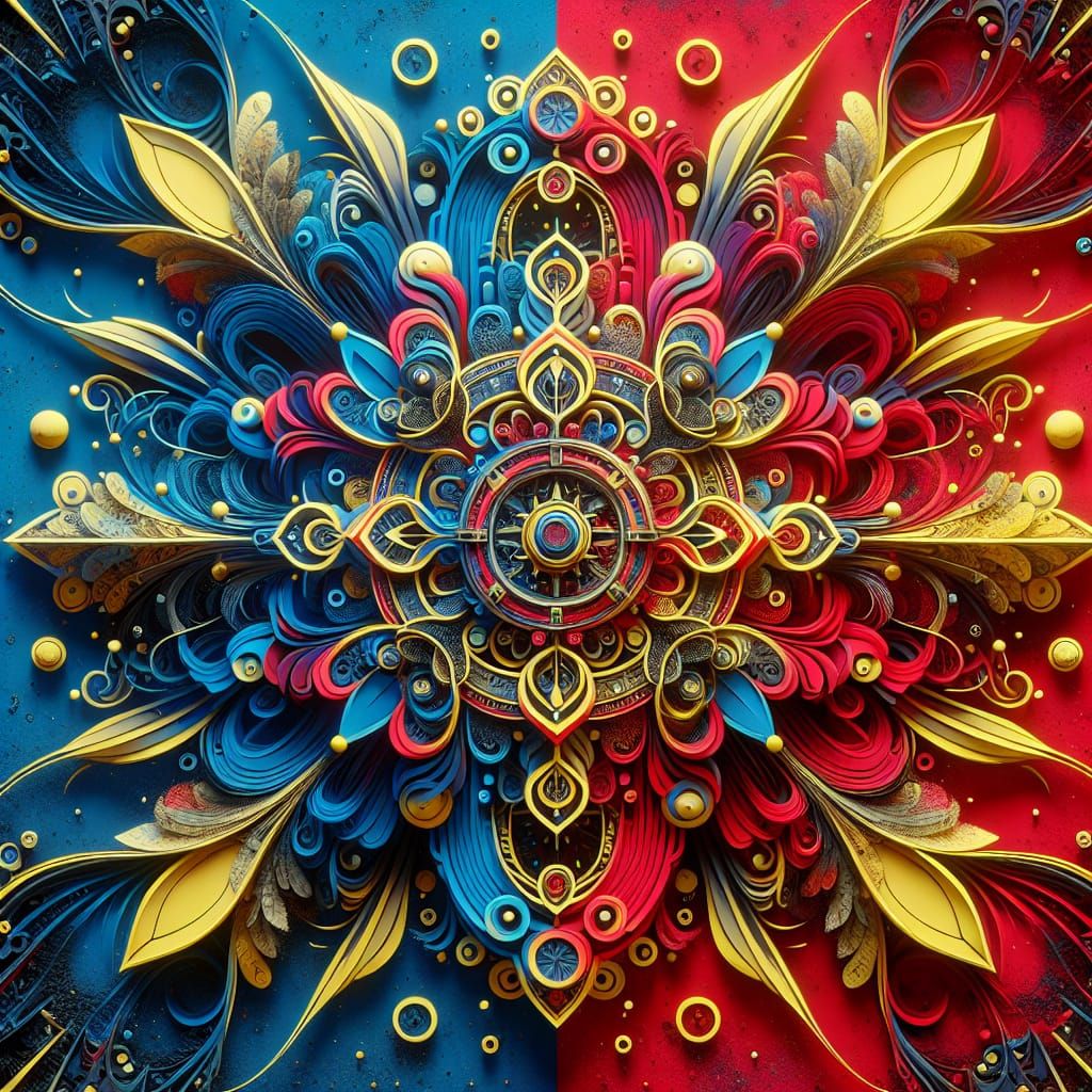 Kirigami Optical Illusion in Primary Colors