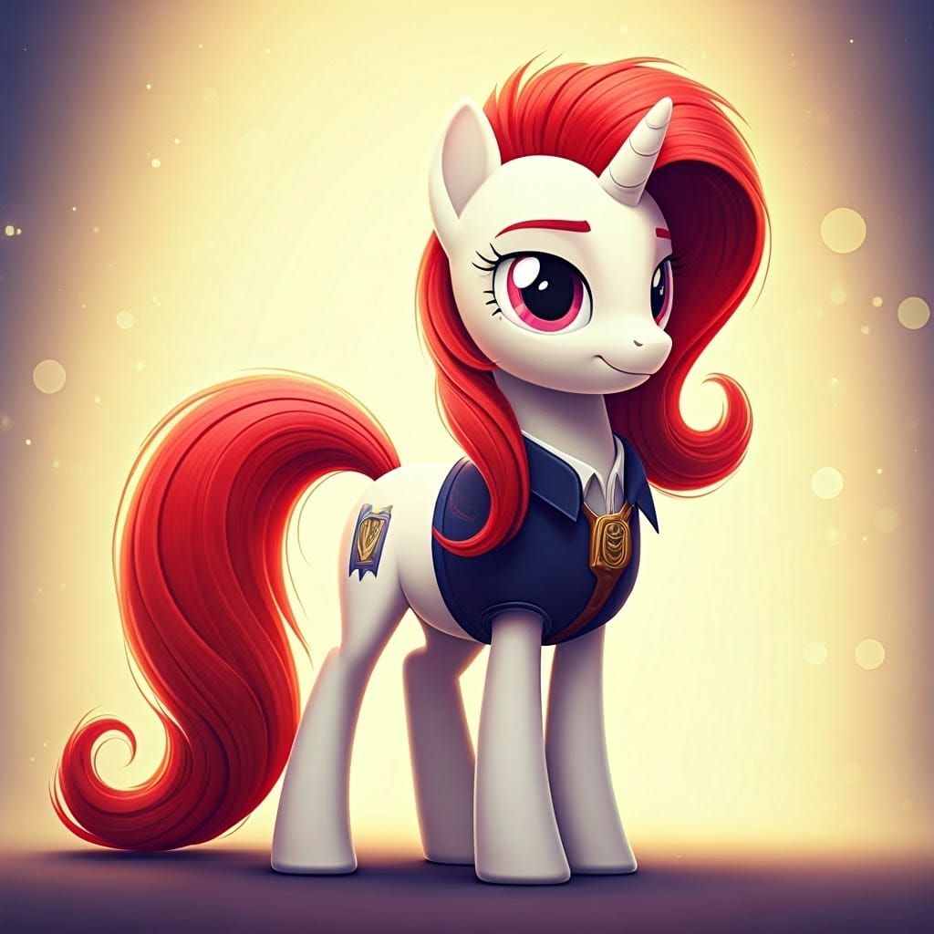 Heroic White Pony with Vibrant Red Mane and Book Cutie Mark