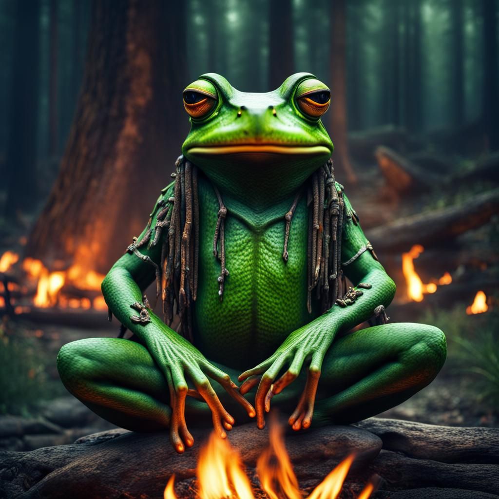 Green Frog Shaman's Futuristic Soul Journey