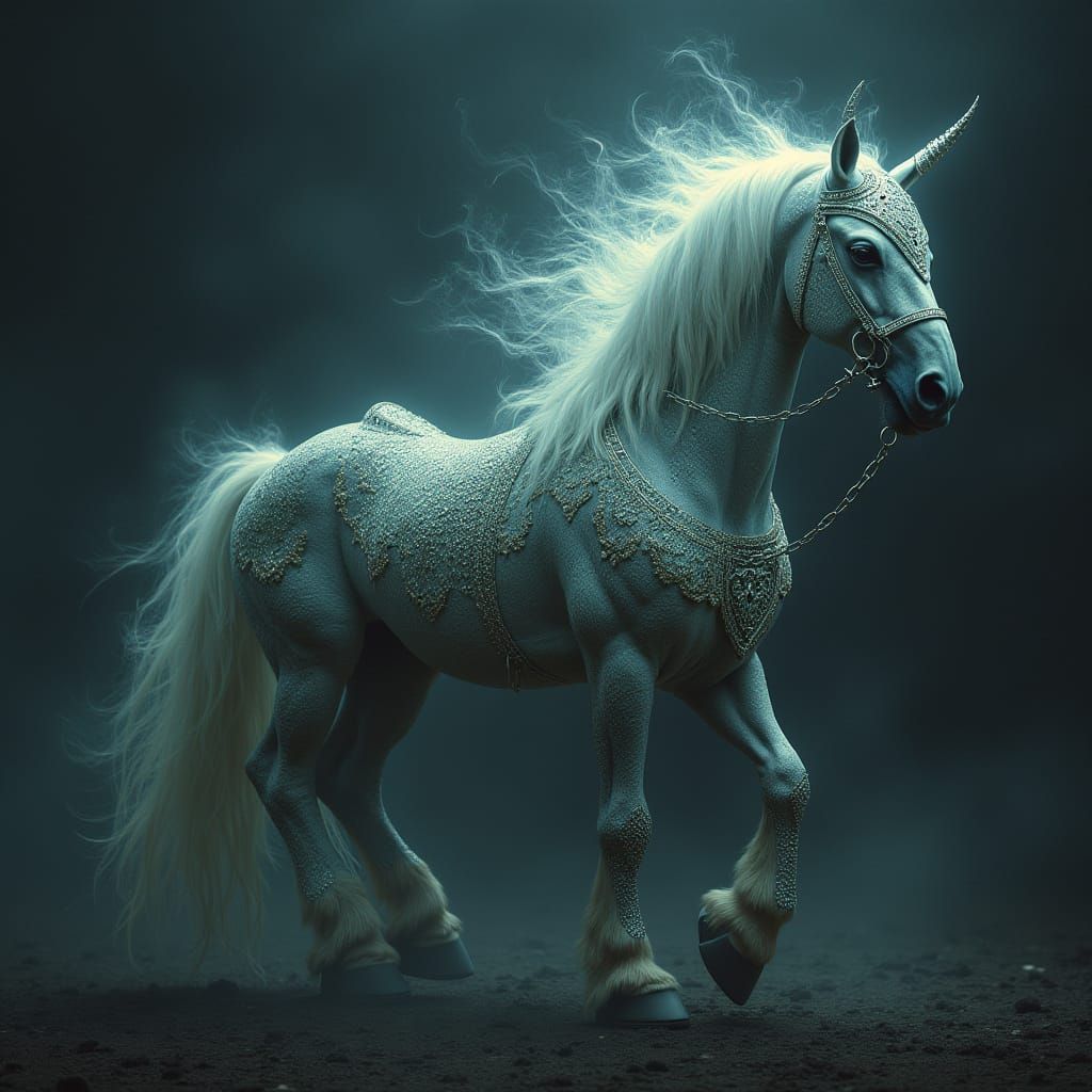Ethereal Stallion in Dark Romantic Armor
