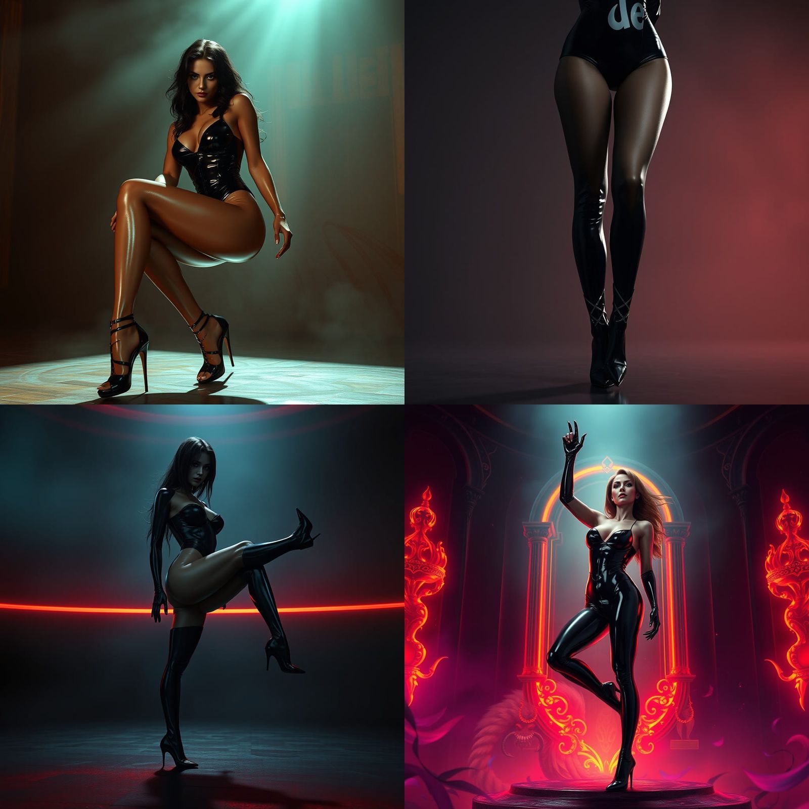 Latex Figure in High Heels: Detailed Digital Painting