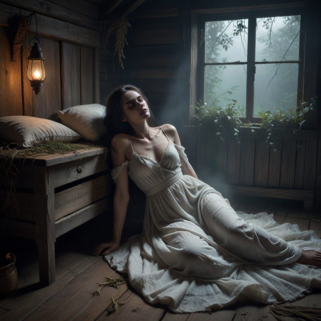 Ethereal Mora Haunts Sleeper in Slavic Cottage