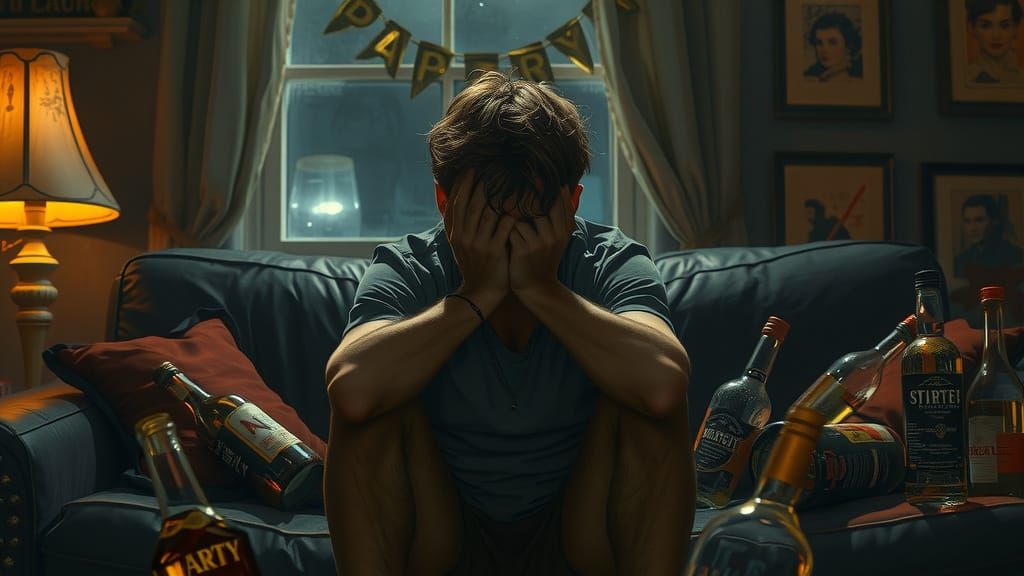 Hazy Morning After Party in Gritty Realism Style