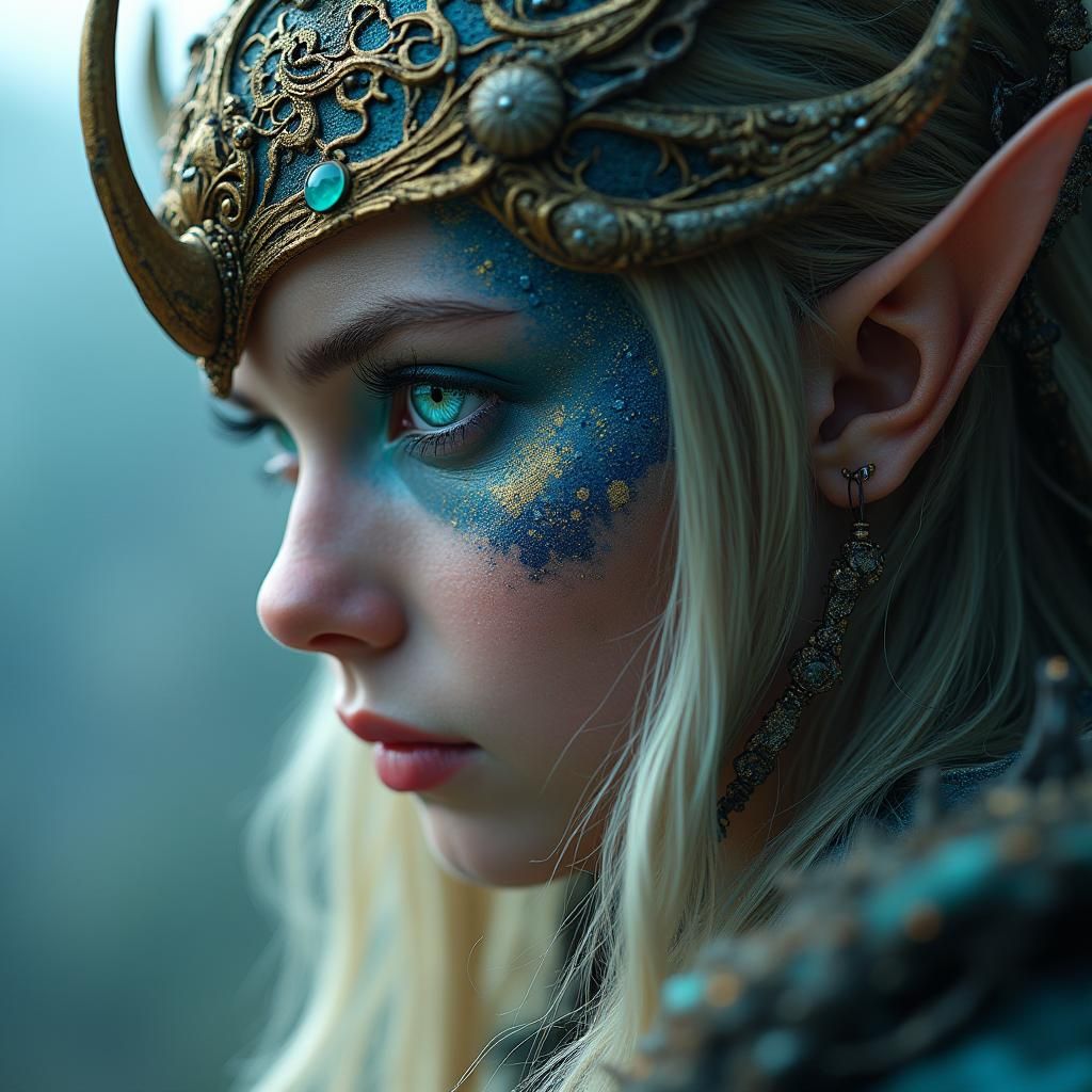 Elden Ring Elf Contemplates Earth Galaxy