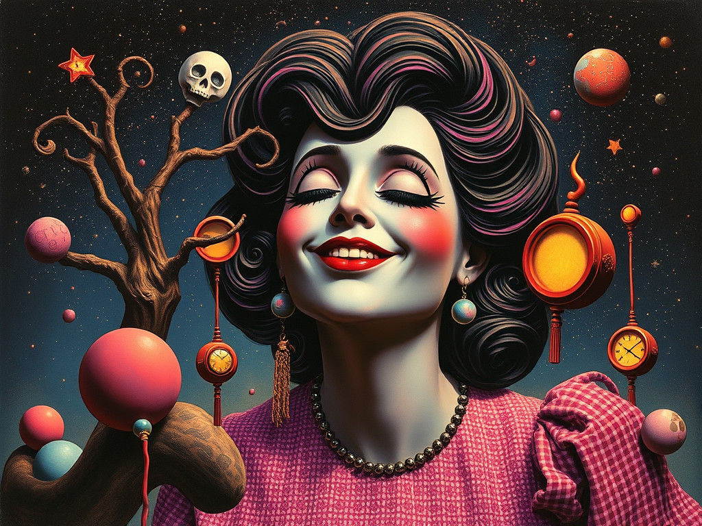 Joyful Psychedelic Art in Tim Burton Style