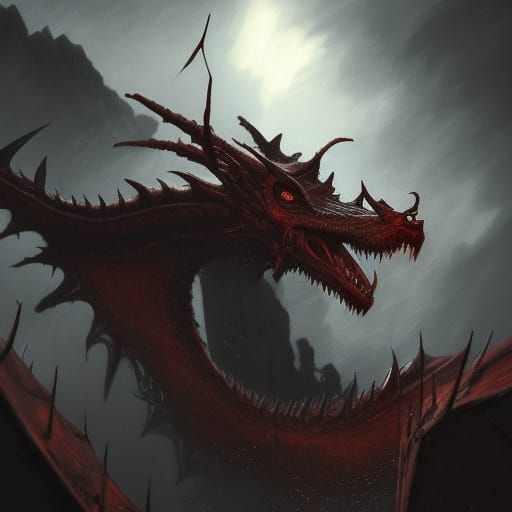 Sinister Hell Dragon in Dark Fantasy Style