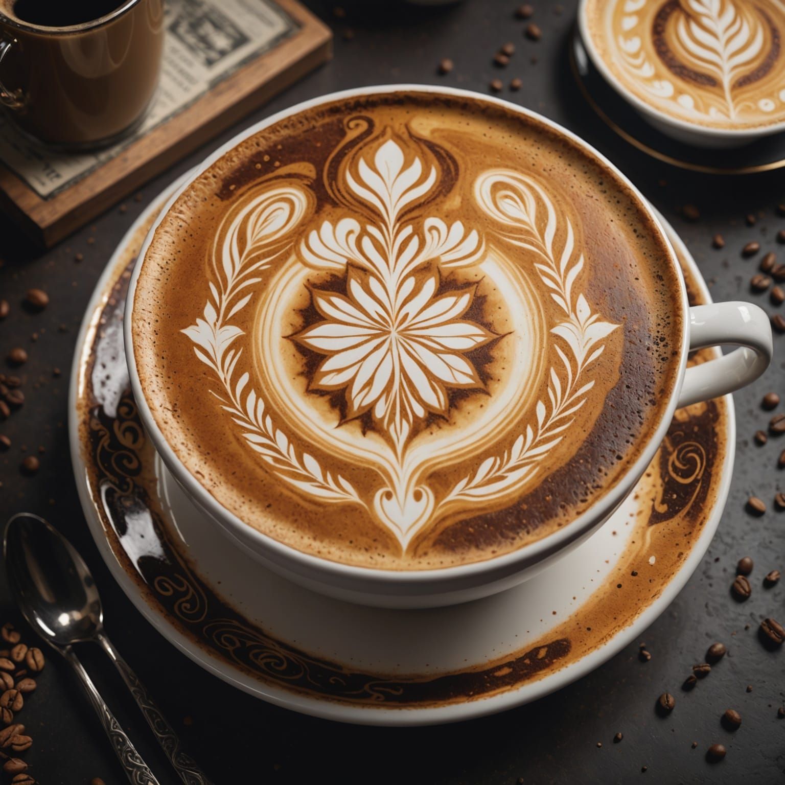 Elegant Expressionist Latte Art: Digital Matte Painting