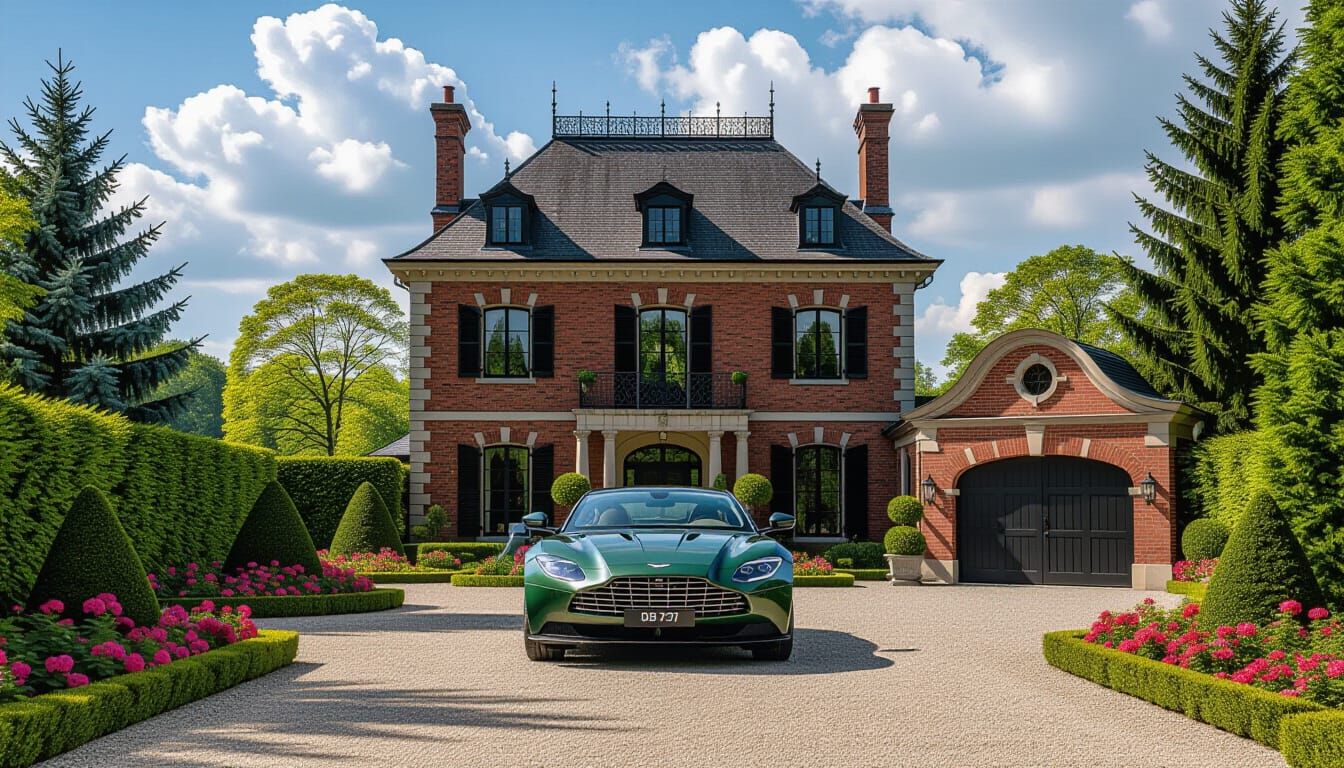 Victorian Chateau With Aston Martin In Monet Style