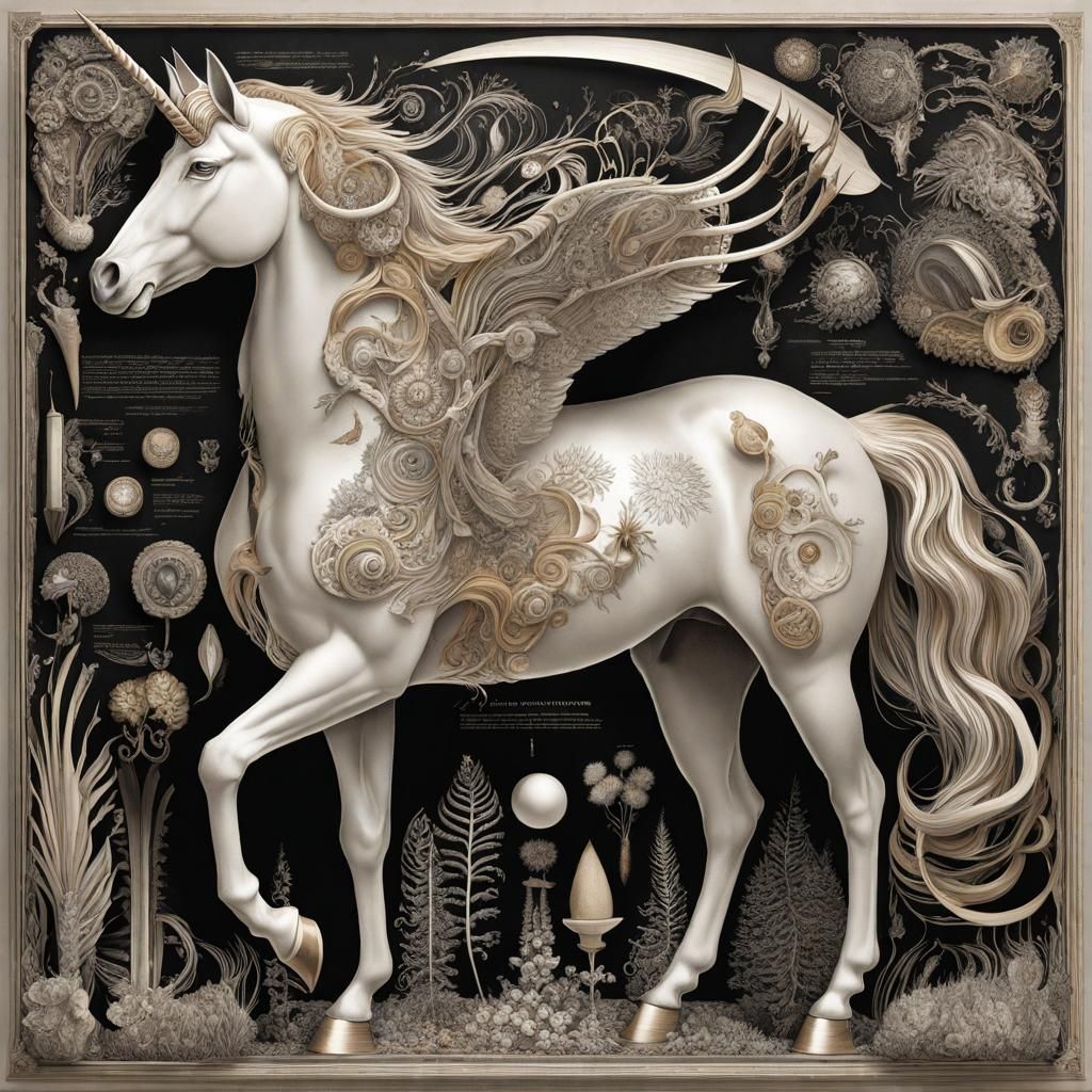 Unicorn Anatomy: Mystical Lab Illustration in Ink