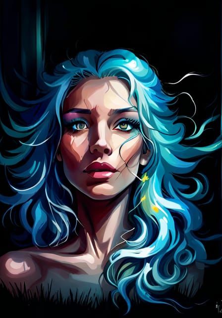 Ethereal Silver-Haired Girl by Tim Burton