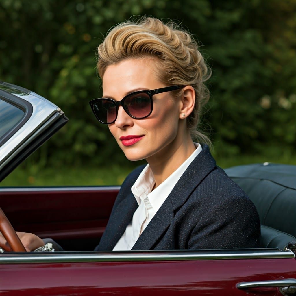 Woman in a Vintage Automobile