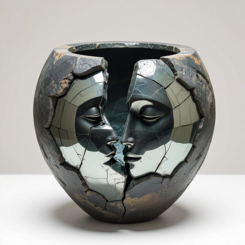 Mystical Stone Vessel Reflecting Duality and Shadow Selves