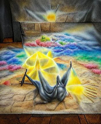 Surreal Chalk Art with Watercolor Sunshine Rays