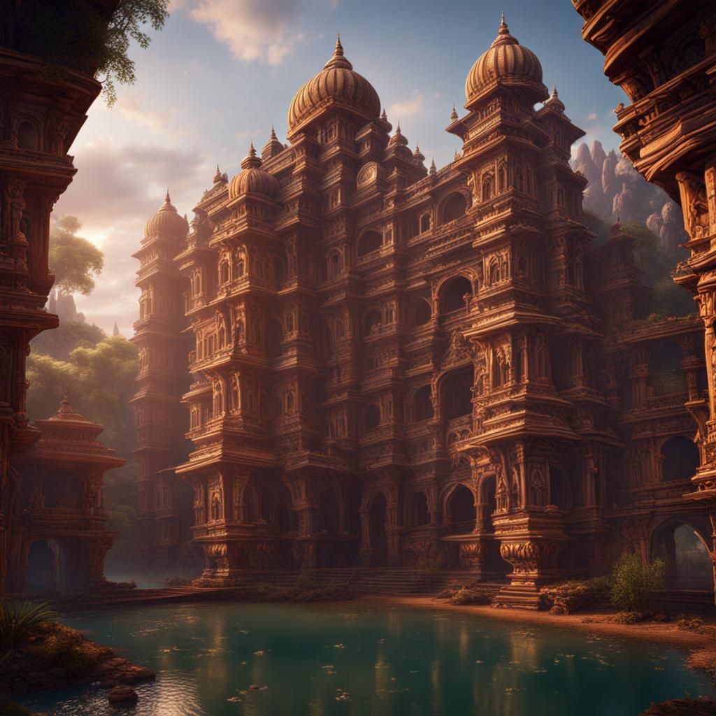 Detailed Matte Painting of India in Fantasy Art Style