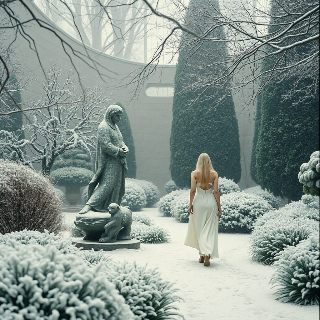 Ethereal Lady in Misty Garden: Cinematic Hyperrealism