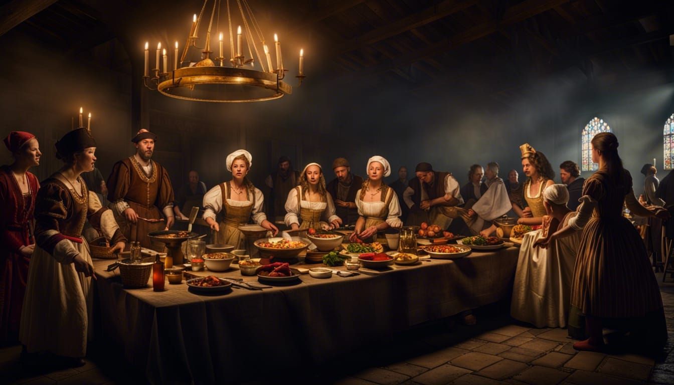 King Henry VIII's Lavish Feast with Royal Court