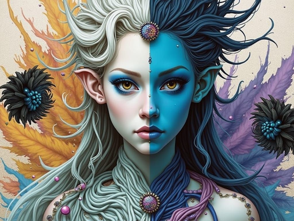 Galactic Goddess in Ethereal Blue Light