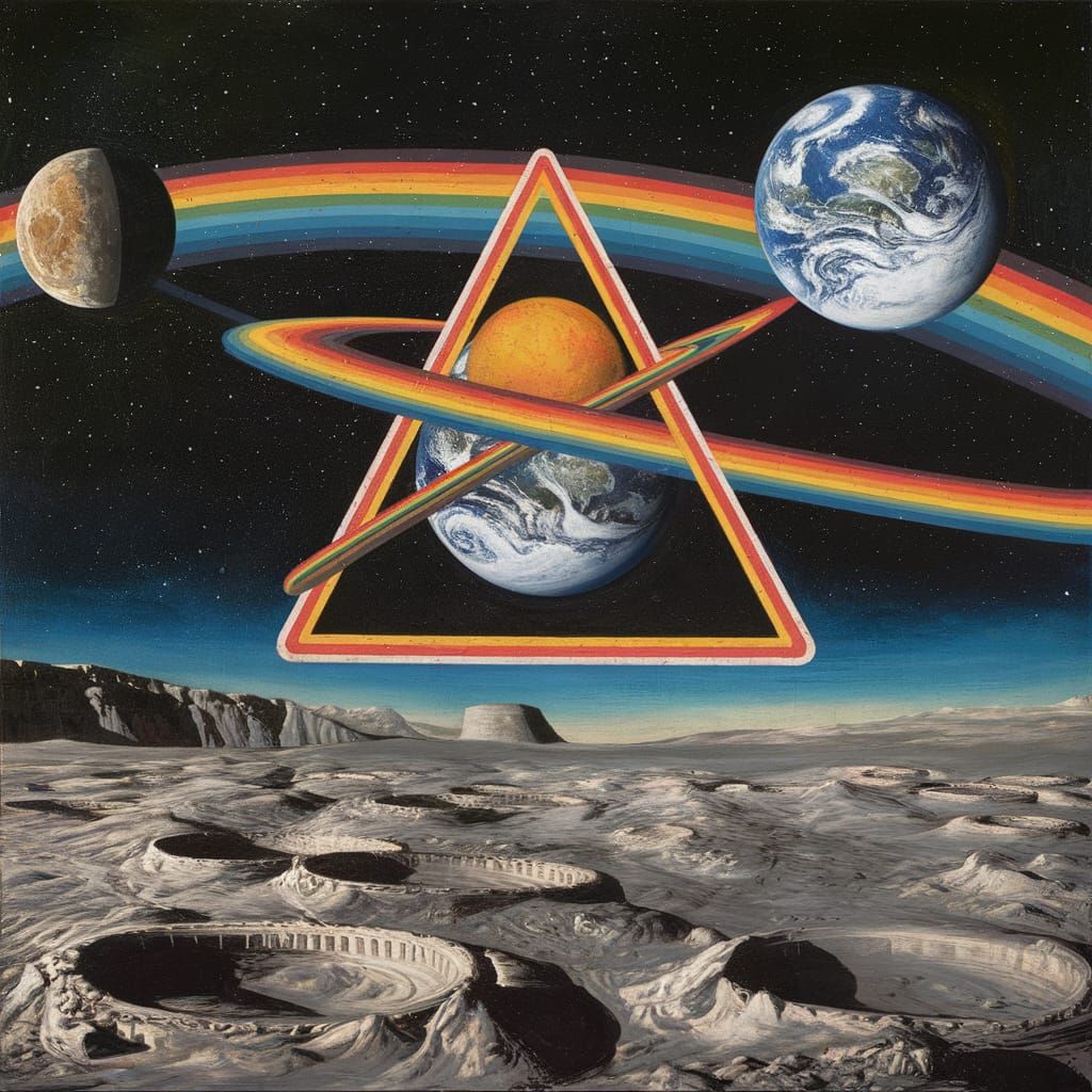 Pompeii Fresco Pink Floyd Logo on the Moon
