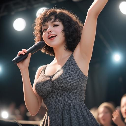 Woman Singing at Concert with Natural Lighting