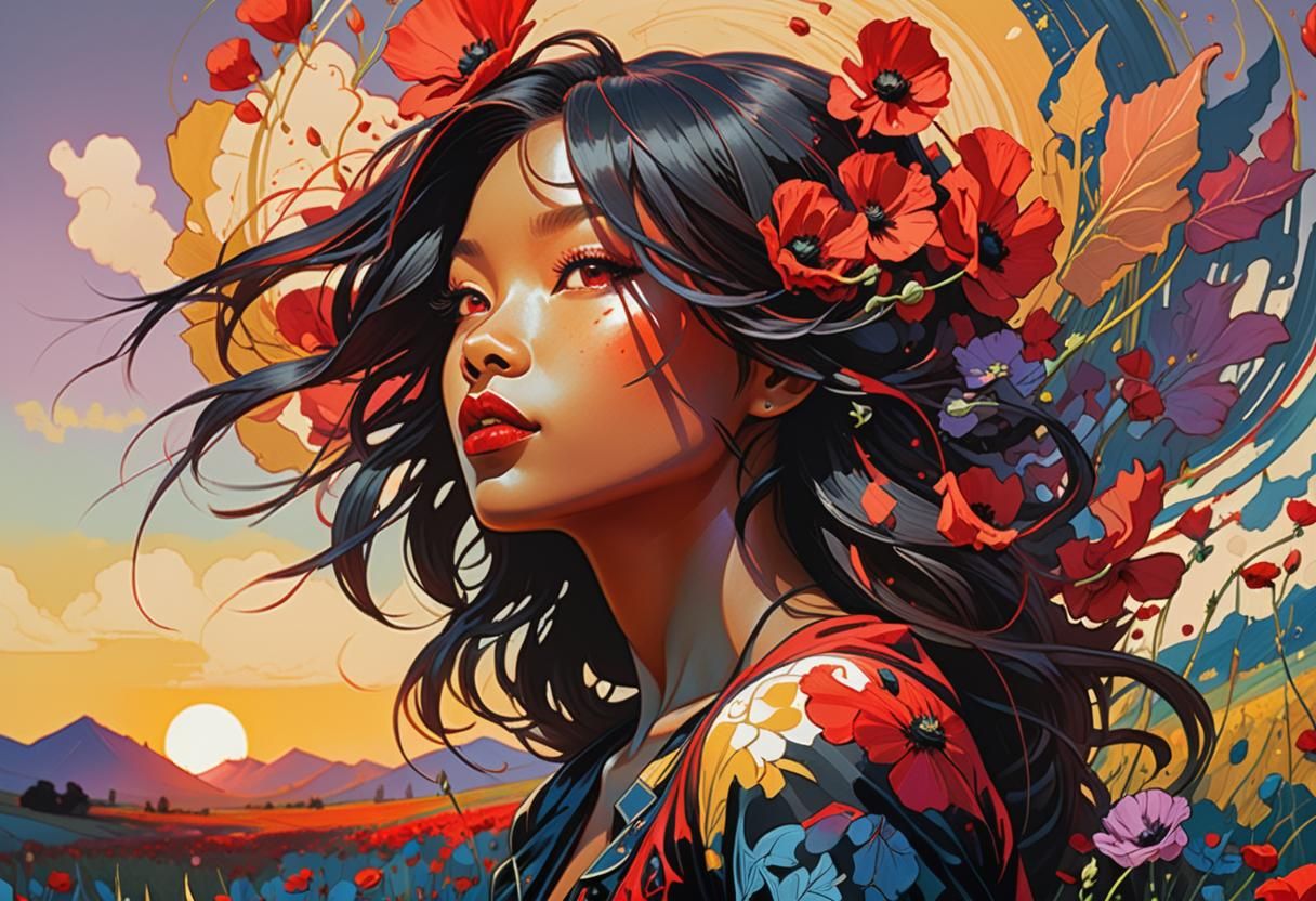 Devil in Poppies: Hyper-Stylized Comic Book Art