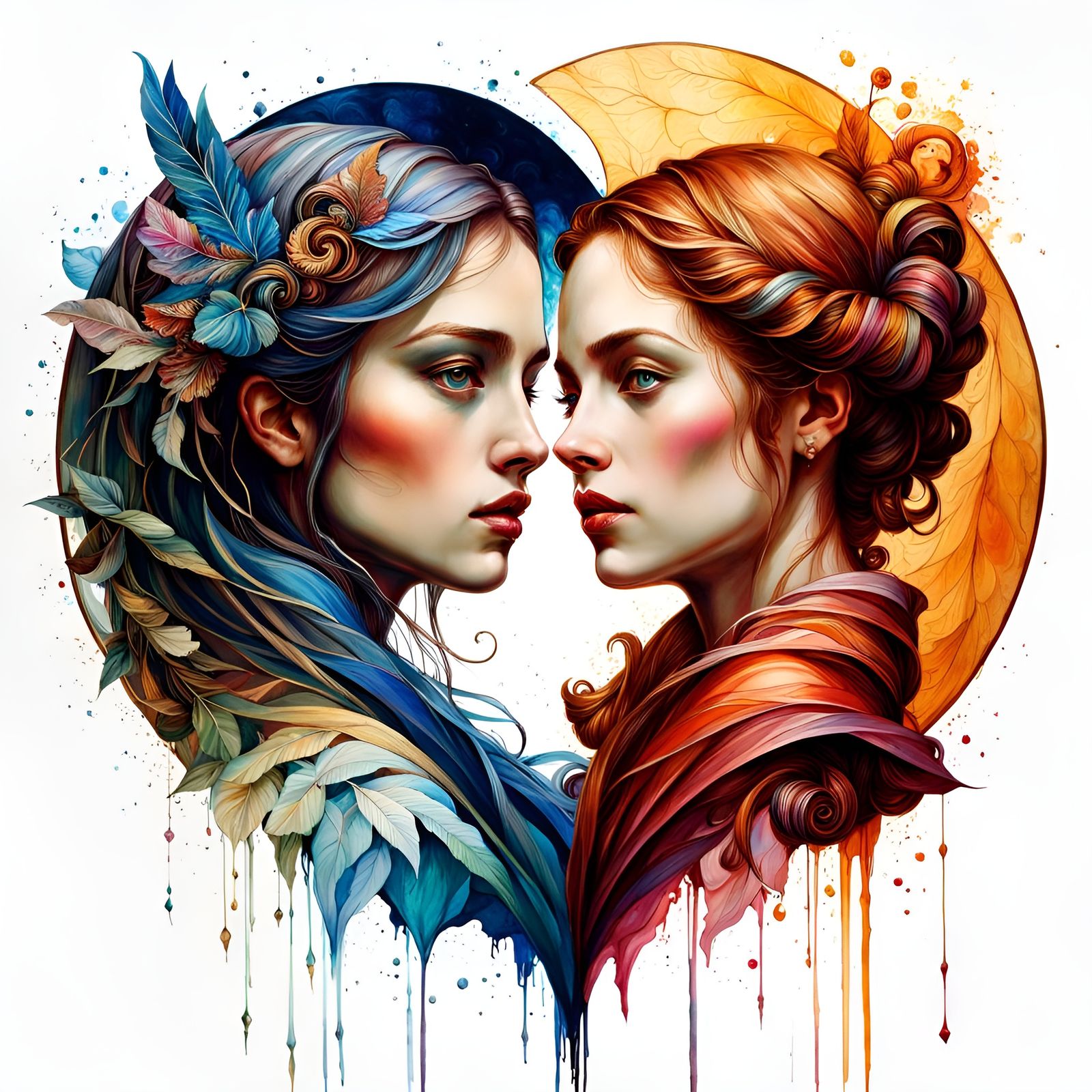 Yin and Yang in Loose Watercolor Style