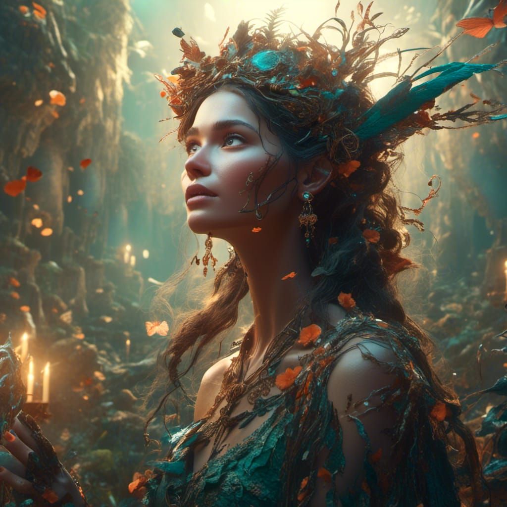 Shocked Woman in Detailed Fantasy Concept Art