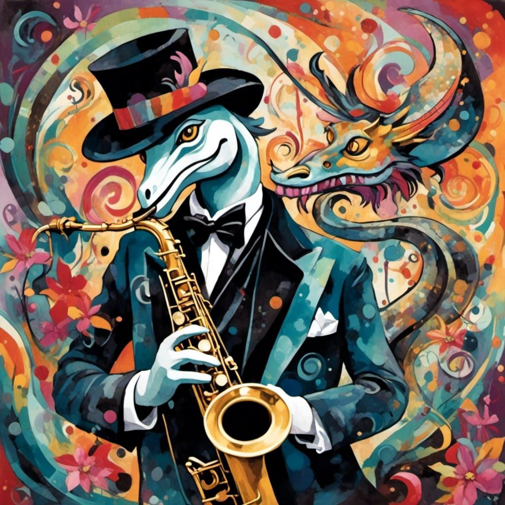 <lora:Chroma Scape:1.0> Photorealistic jazz scene. Close-up ...